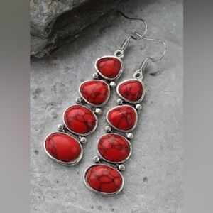 Southwestern Red Coral Boho Earrings